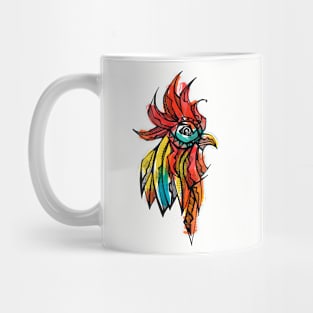 Rooster head ink drawing Mug